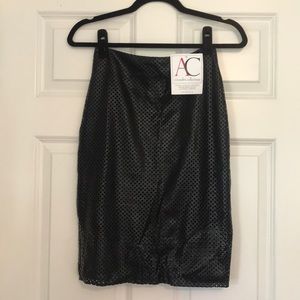 NWT Perforated Black Faux Leather Skirt